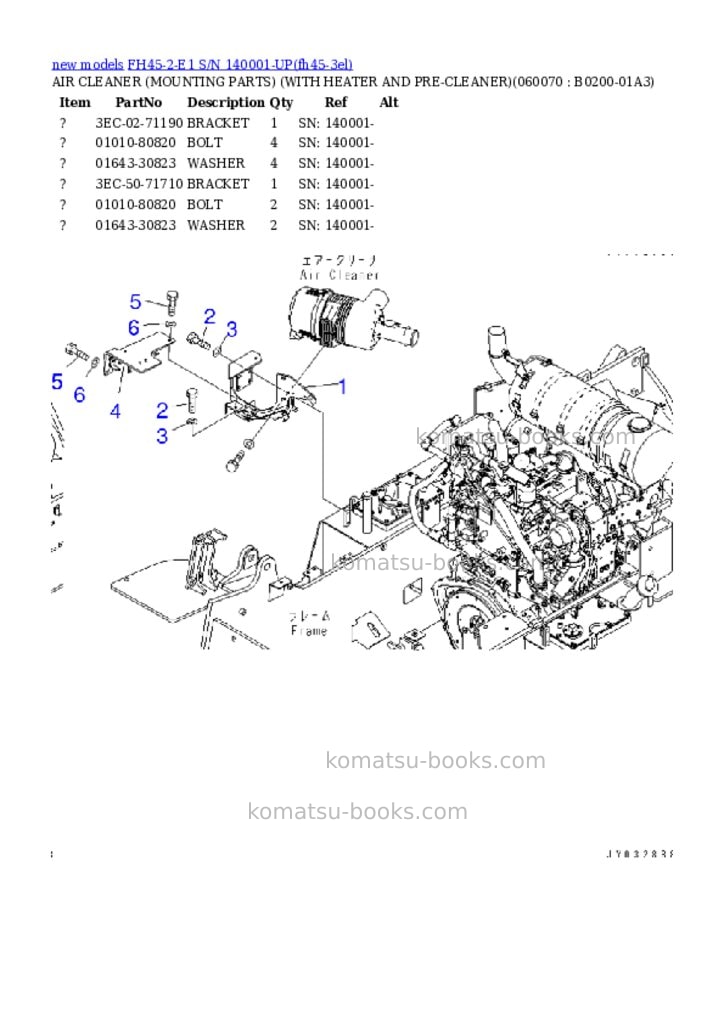 Komatsu FH45-2-E1 S/N 140001-UP Parts catalog cover Page 10