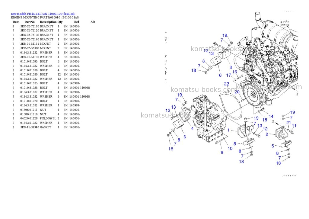 Komatsu FH45-2-E1 S/N 140001-UP Parts catalog cover Page 4