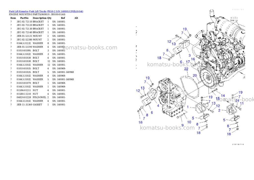 Komatsu FH50-2 S/N 140001-UP Parts catalog cover Page 2
