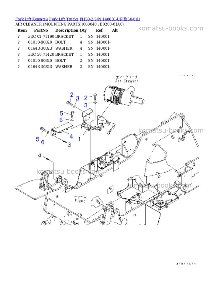 Komatsu FH50-2 S/N 140001-UP Parts catalog cover Page 5