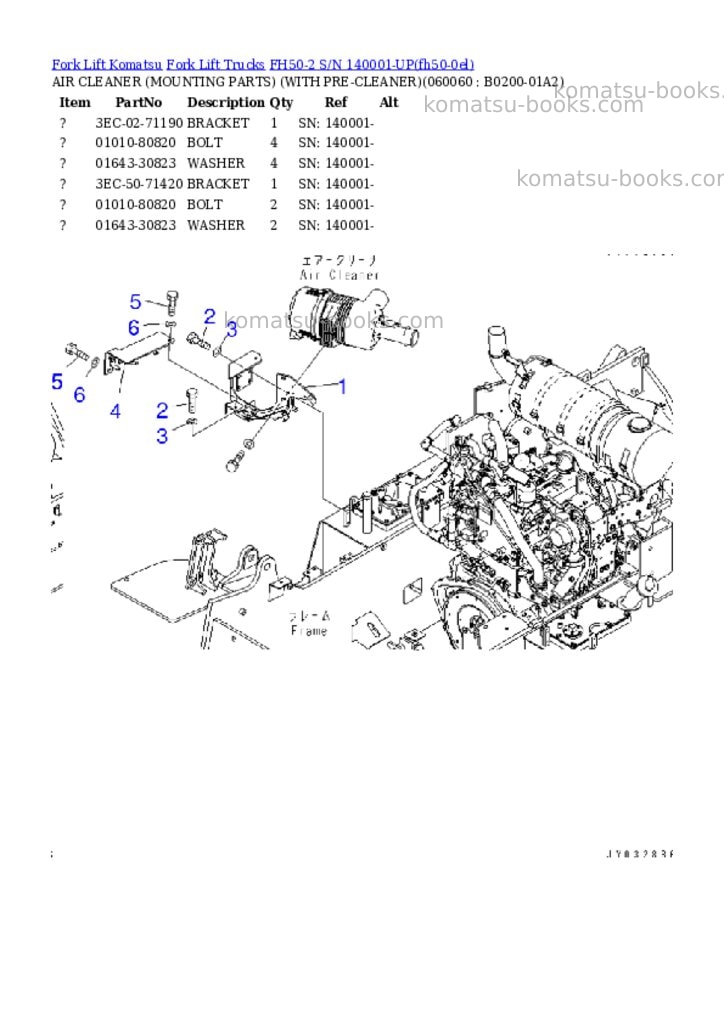 Komatsu FH50-2 S/N 140001-UP Parts catalog cover Page 7