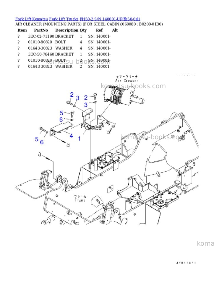 Komatsu FH50-2 S/N 140001-UP Parts catalog cover Page 9
