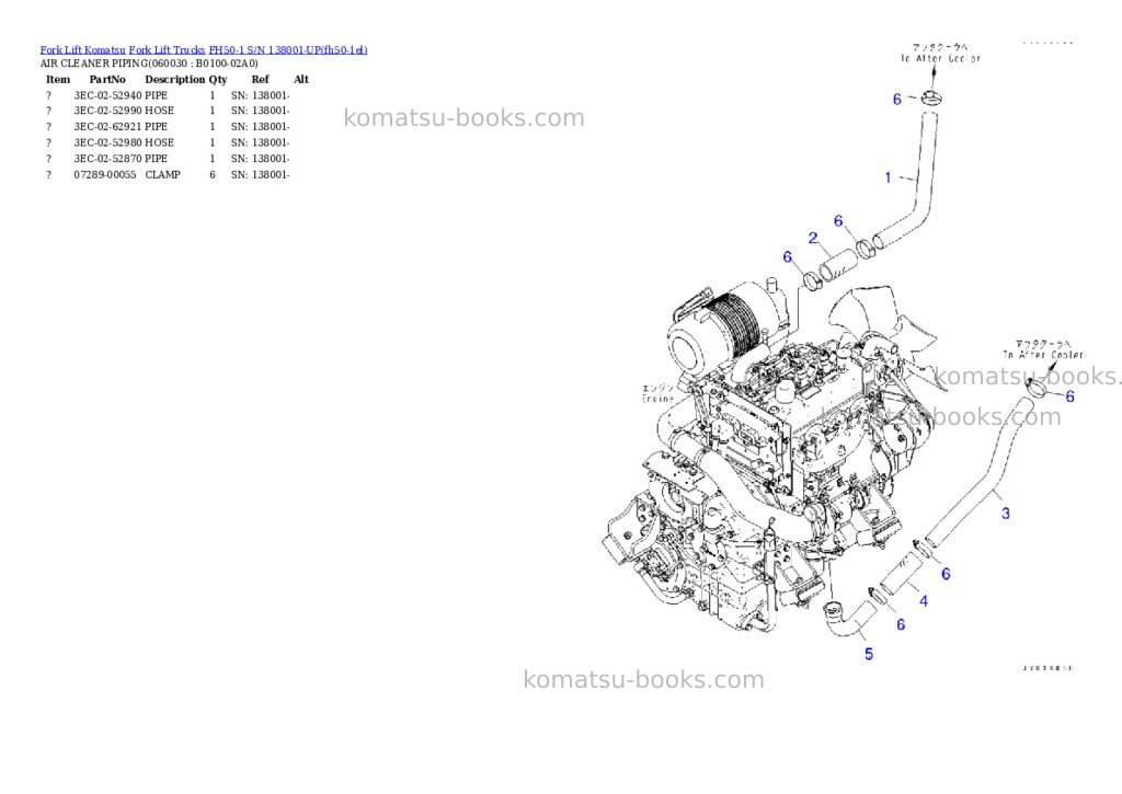 Komatsu FH50-1 S/N 138001-UP Parts catalog cover Page 3