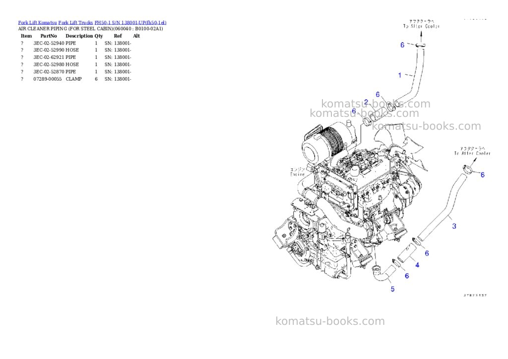 Komatsu FH50-1 S/N 138001-UP Parts catalog cover Page 4