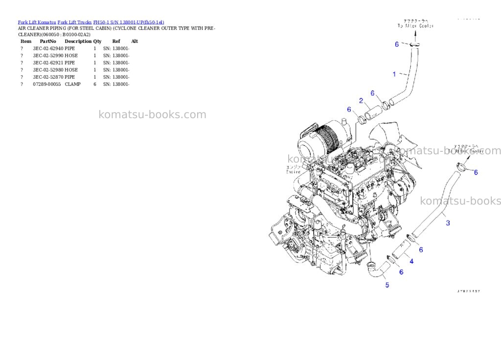 Komatsu FH50-1 S/N 138001-UP Parts catalog cover Page 5