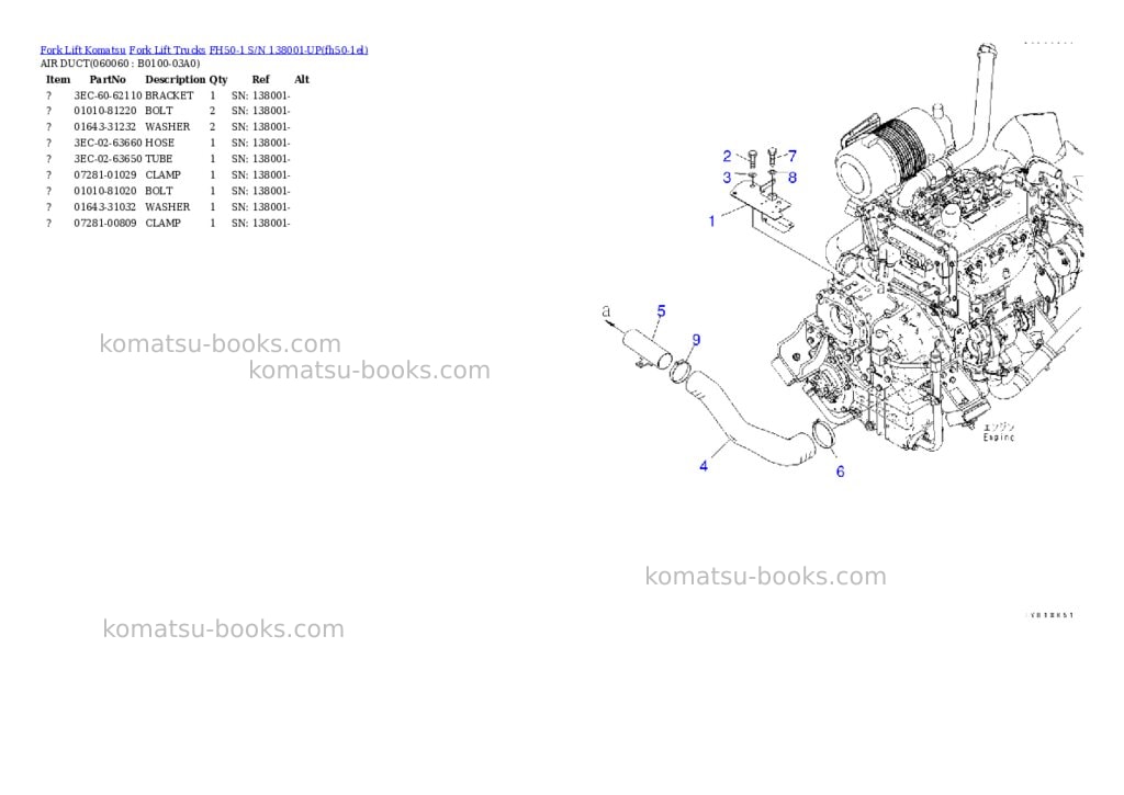 Komatsu FH50-1 S/N 138001-UP Parts catalog cover Page 6
