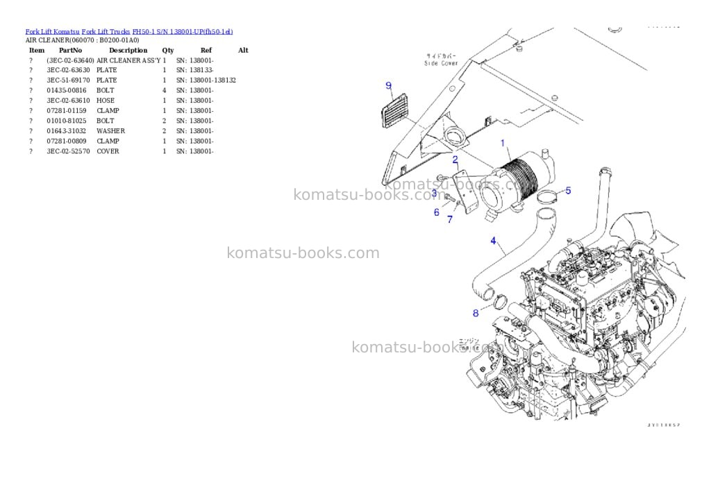 Komatsu FH50-1 S/N 138001-UP Parts catalog cover Page 7