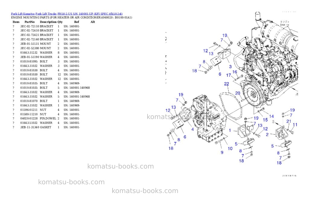 Komatsu FH50-2-US S/N 140001-UP (KFI SPEC.) Parts catalog cover Page 2