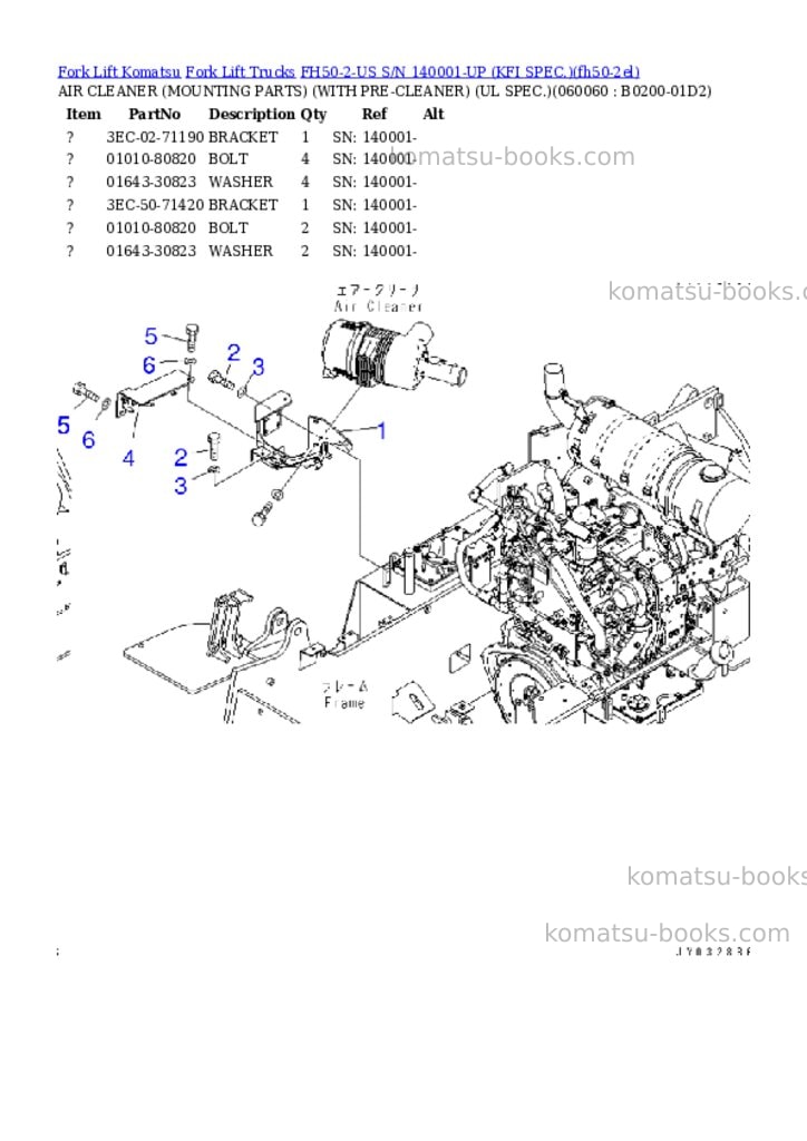 Komatsu FH50-2-US S/N 140001-UP (KFI SPEC.) Parts catalog cover Page 6