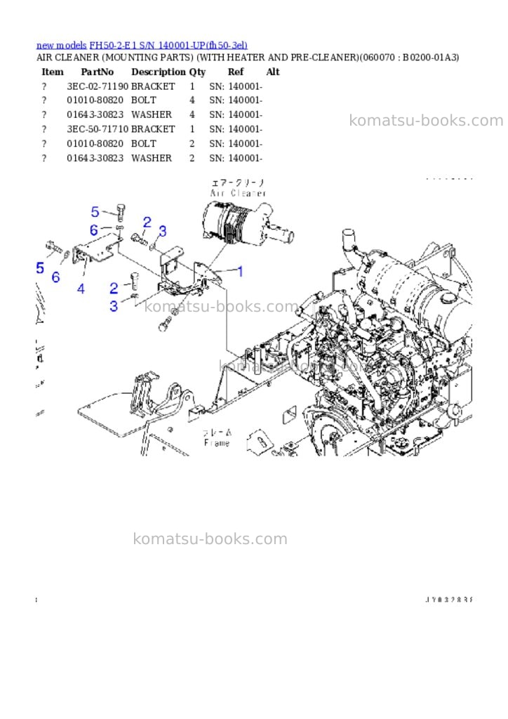 Komatsu FH50-2-E1 S/N 140001-UP Parts catalog cover Page 10 Komatsu FH50-2-E1 S/N 140001-UP Parts catalog cover Page 10