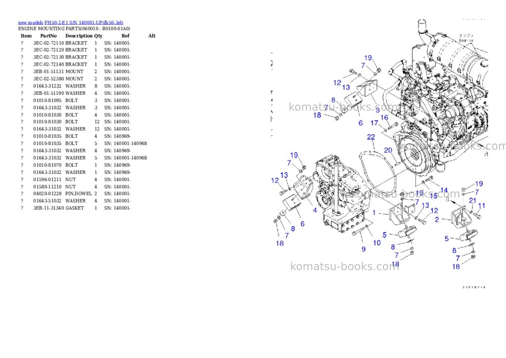 Komatsu FH50-2-E1 S/N 140001-UP Parts catalog cover Page 4 Komatsu FH50-2-E1 S/N 140001-UP Parts catalog cover Page 4
