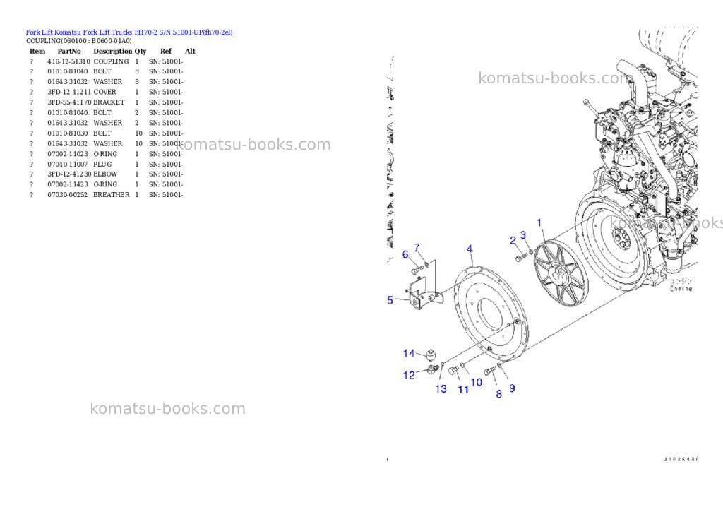 Komatsu FH70-2 S/N 51001-UP Parts catalog cover Page 10