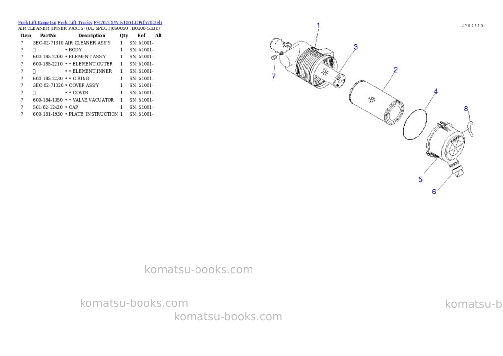 Komatsu FH70-2 S/N 51001-UP Parts catalog cover Page 5