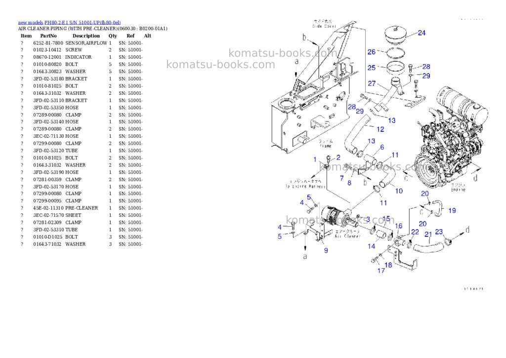 Komatsu FH80-2-E1 S/N 51001-UP Parts catalog cover Page 4