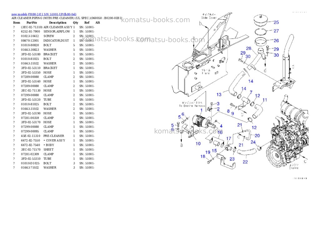 Komatsu FH80-2-E1 S/N 51001-UP Parts catalog cover Page 6