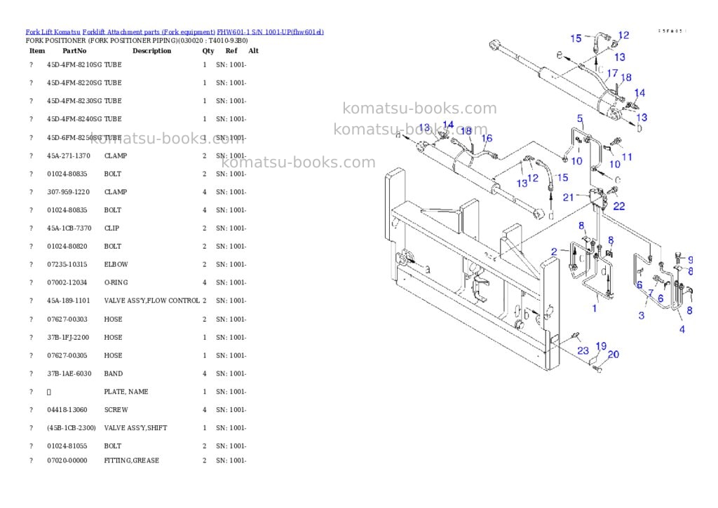 Komatsu fhw601-1 s/n 1001-up Parts catalog cover Komatsu fhw601-1 s/n 1001-up Parts catalog cover