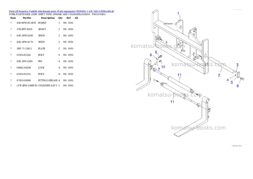 Komatsu fhw801-1 s/n 1001-up Parts catalog cover Komatsu fhw801-1 s/n 1001-up Parts catalog cover