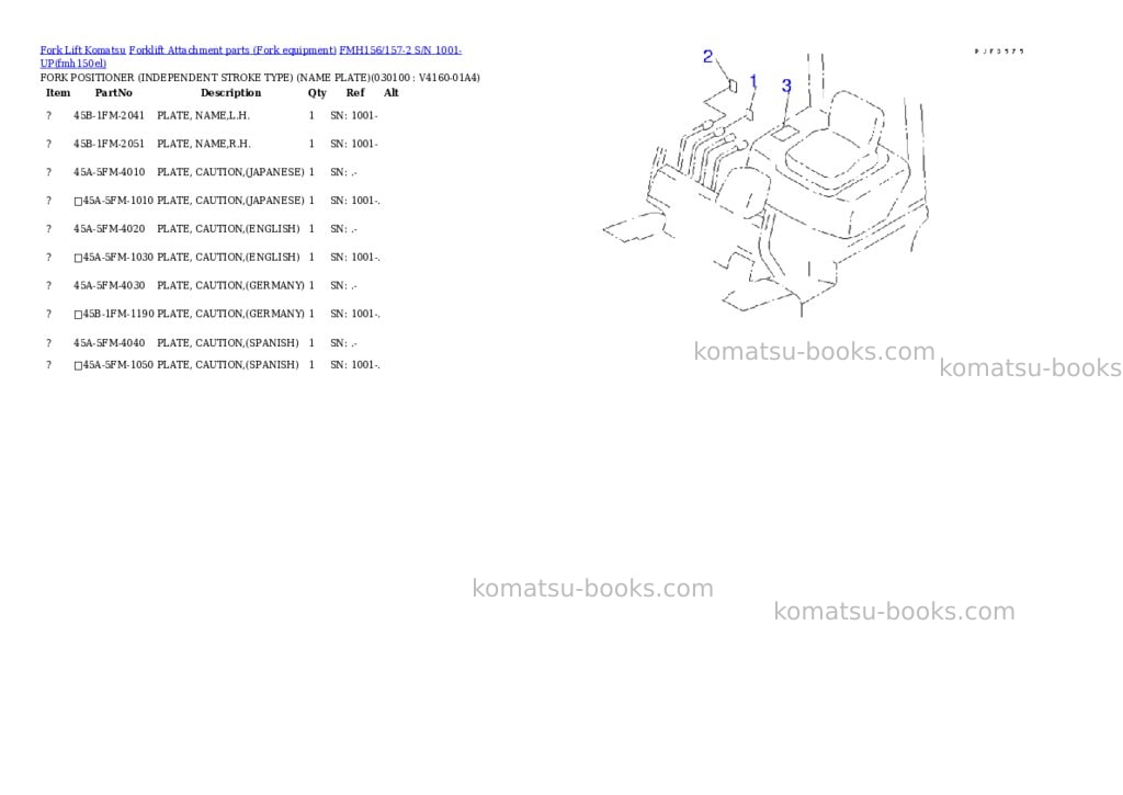 Komatsu fmh156/157-2 s/n 1001-up Parts catalog cover Page 10