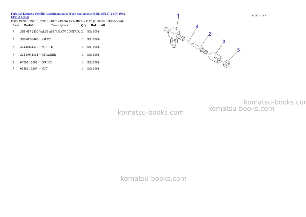 Komatsu fmh156/157-2 s/n 1001-up Parts catalog cover Page 6