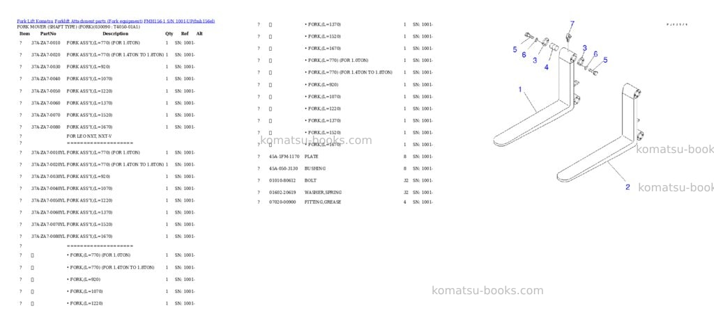 Komatsu fmh156-1 s/n 1001-up Parts catalog cover Page 9