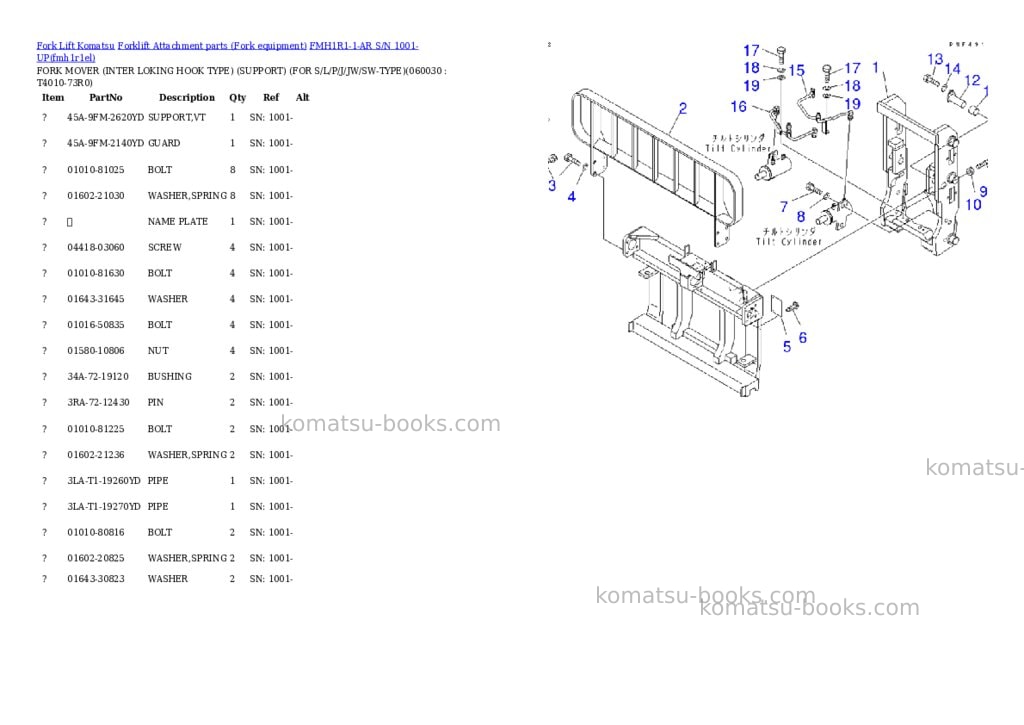 Komatsu fmh1r1-1-ar s/n 1001-up Parts catalog cover Page 10