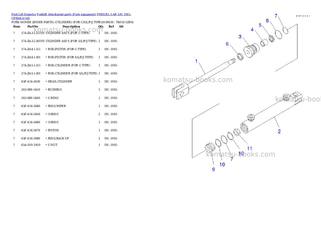 Komatsu fmh1r1-1-ar s/n 1001-up Parts catalog cover Page 2