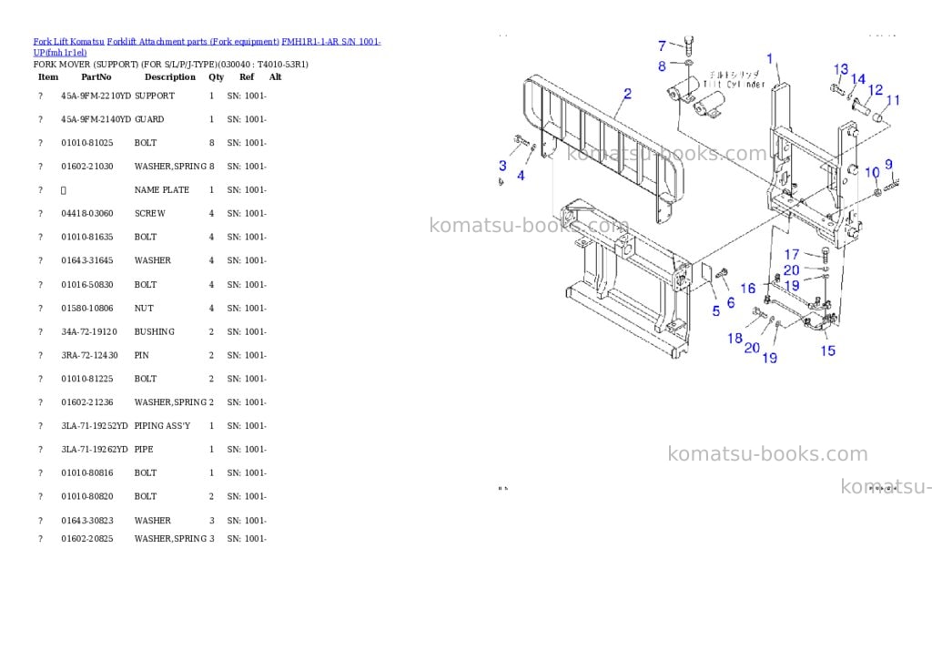 Komatsu fmh1r1-1-ar s/n 1001-up Parts catalog cover Page 3