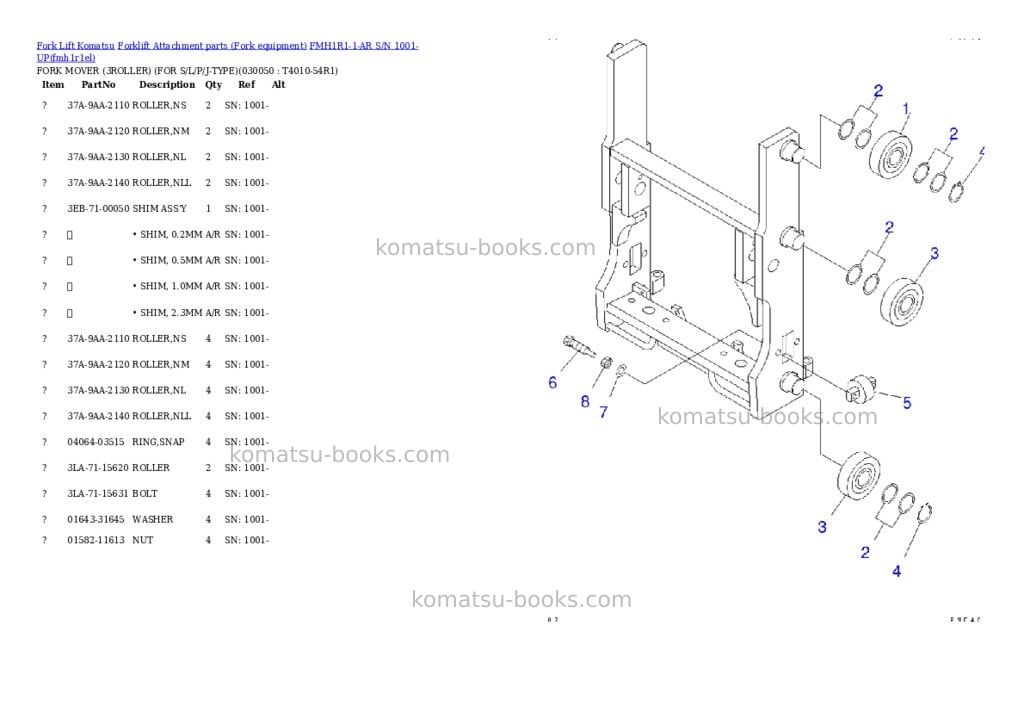 Komatsu fmh1r1-1-ar s/n 1001-up Parts catalog cover Page 4