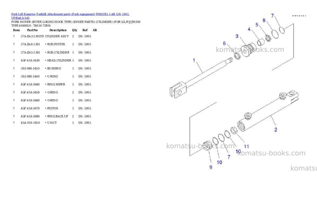 Komatsu fmh1r1-1-ar s/n 1001-up Parts catalog cover Page 9