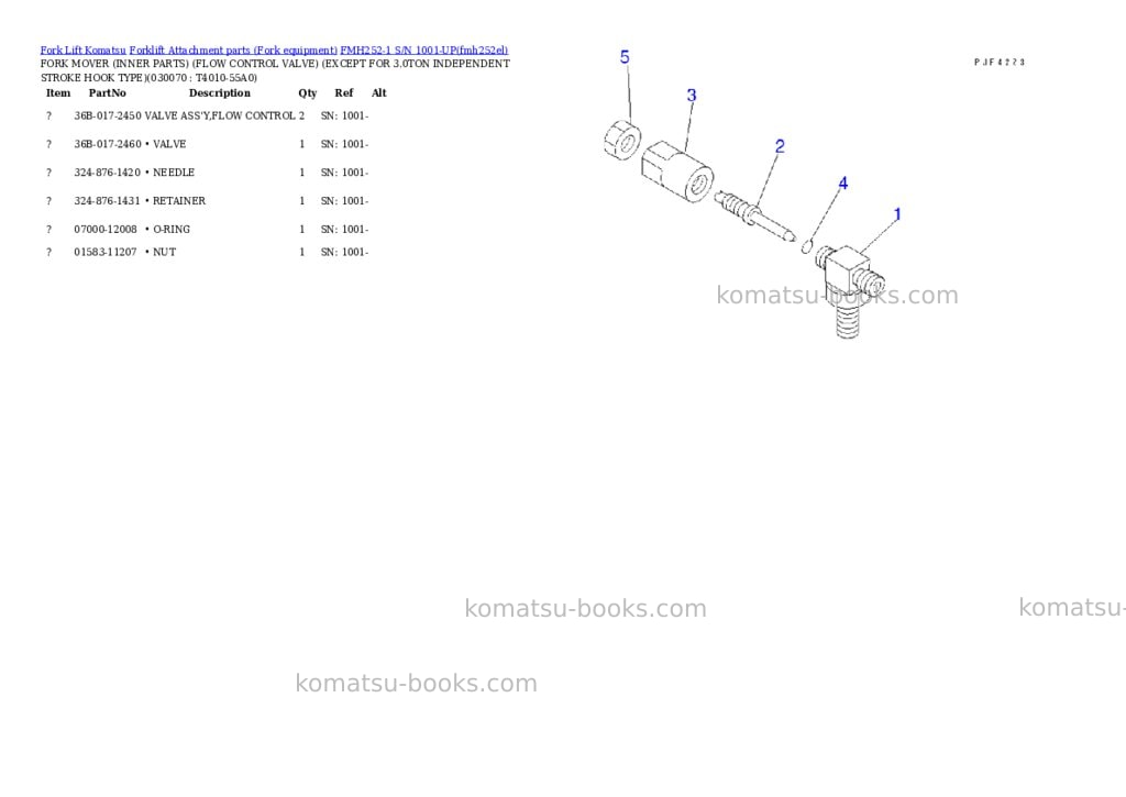Komatsu fmh252-1 s/n 1001-up Parts catalog cover Page 6