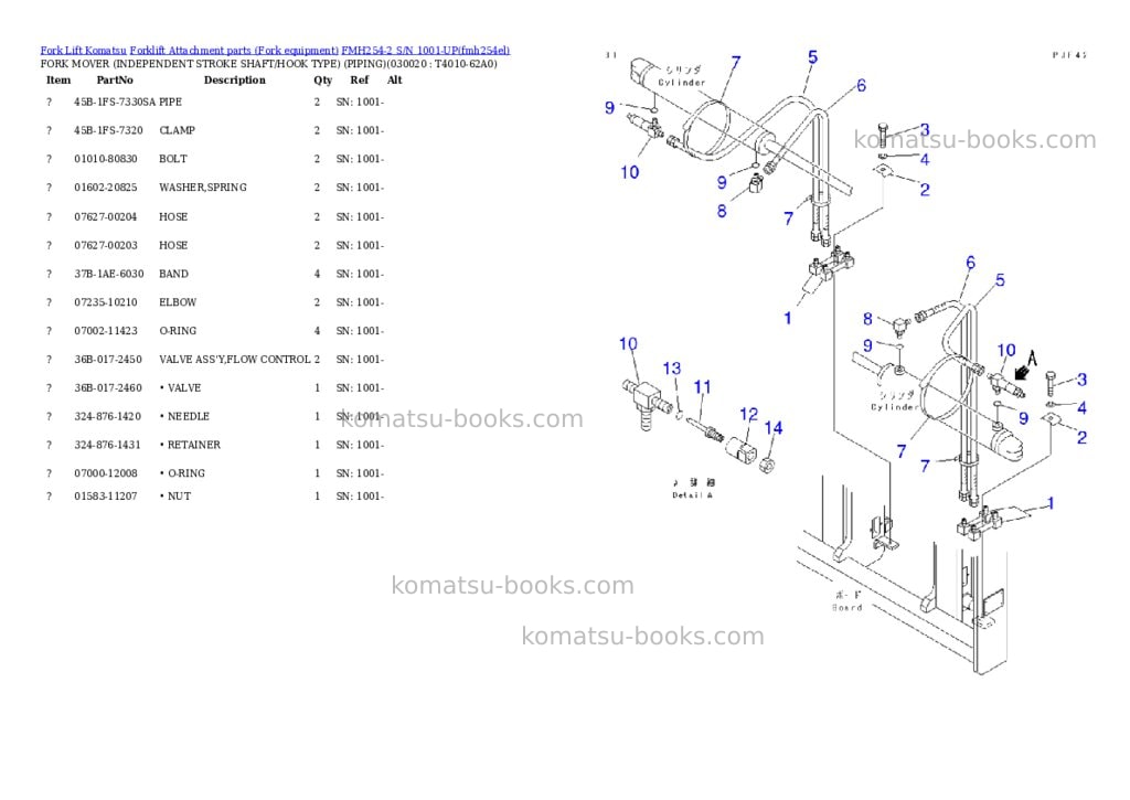 Komatsu fmh254-2 s/n 1001-up Parts catalog cover