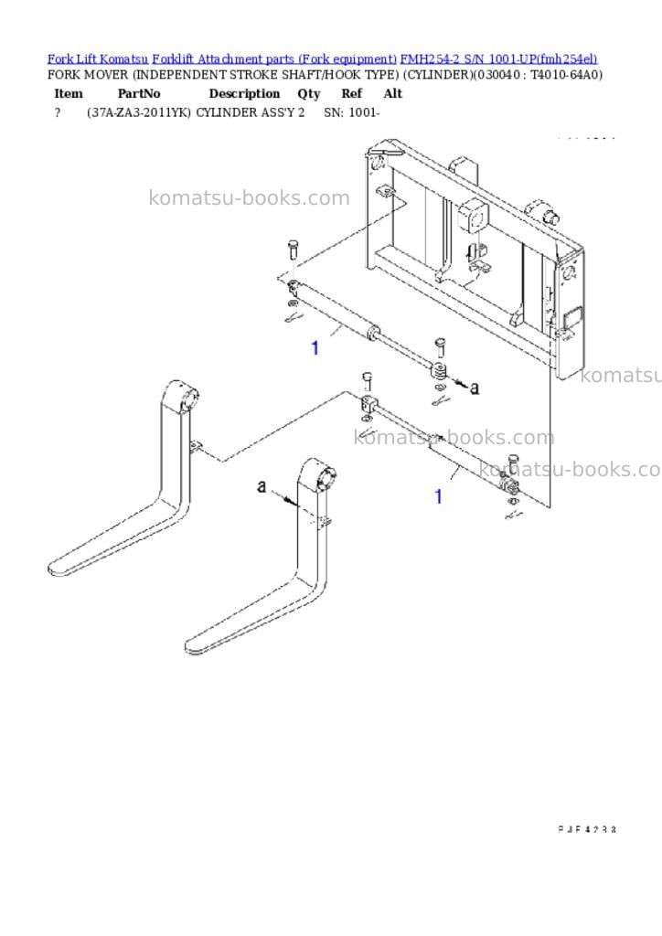 Komatsu fmh254-2 s/n 1001-up Parts catalog cover Page 3