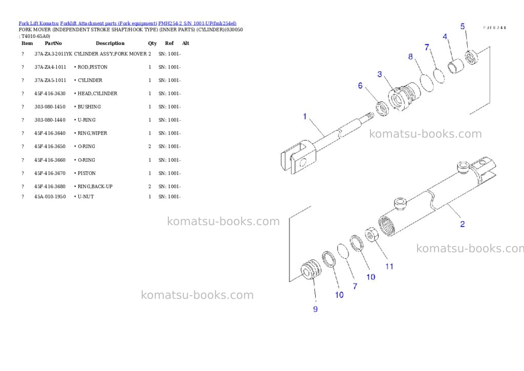 Komatsu fmh254-2 s/n 1001-up Parts catalog cover Page 4