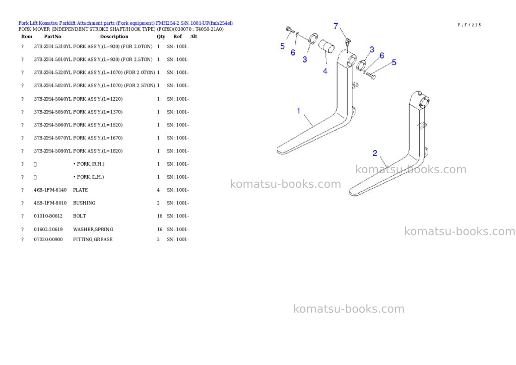 Komatsu fmh254-2 s/n 1001-up Parts catalog cover Page 6