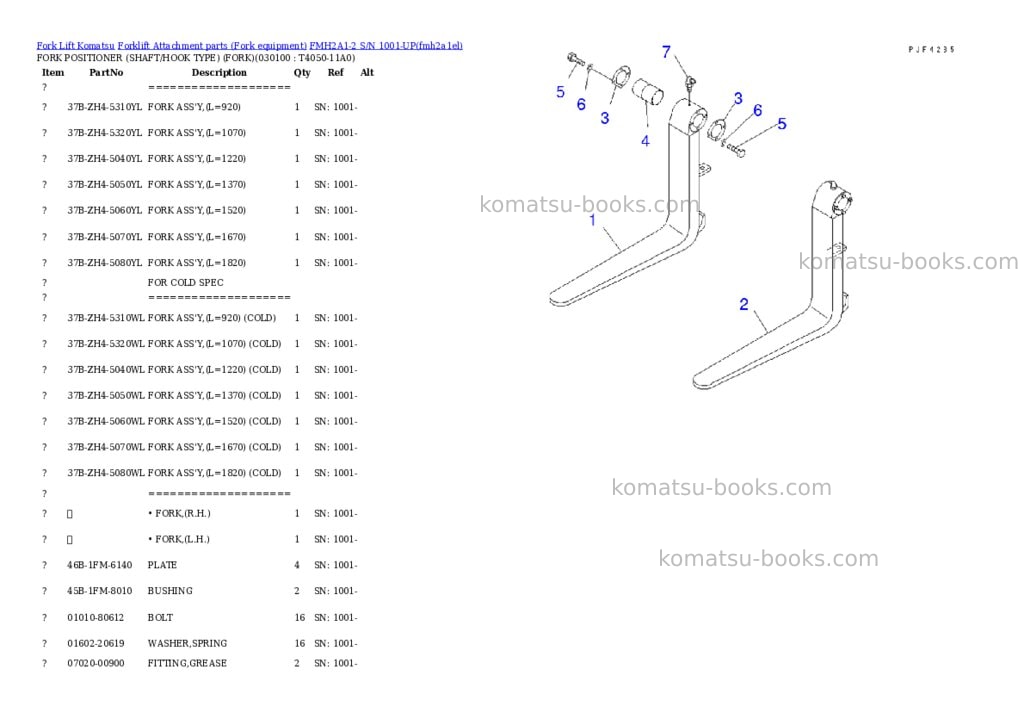 Komatsu fmh2a1-2 s/n 1001-up Parts catalog cover Page 10