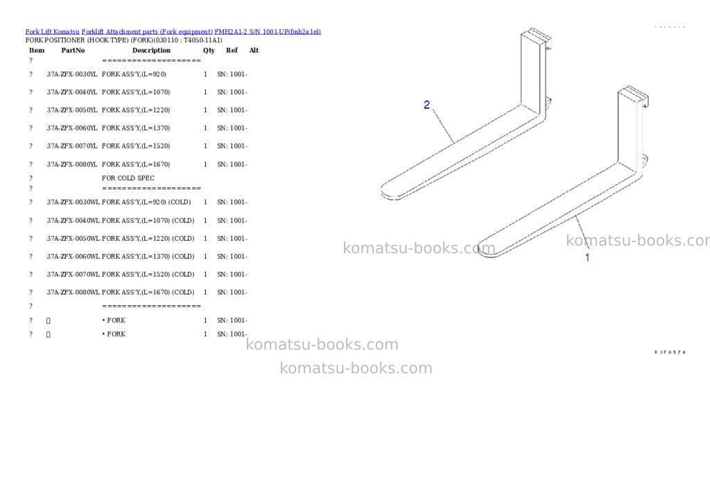 Komatsu fmh2a1-2 s/n 1001-up Parts catalog cover Page 11