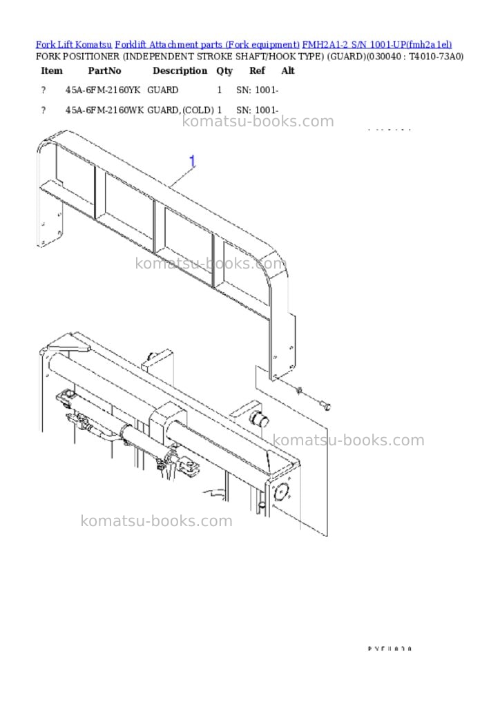 Komatsu fmh2a1-2 s/n 1001-up Parts catalog cover Page 4