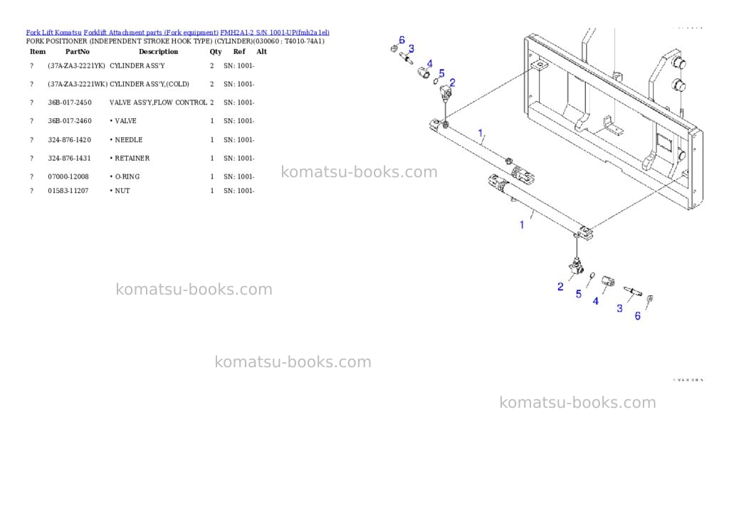 Komatsu fmh2a1-2 s/n 1001-up Parts catalog cover Page 6