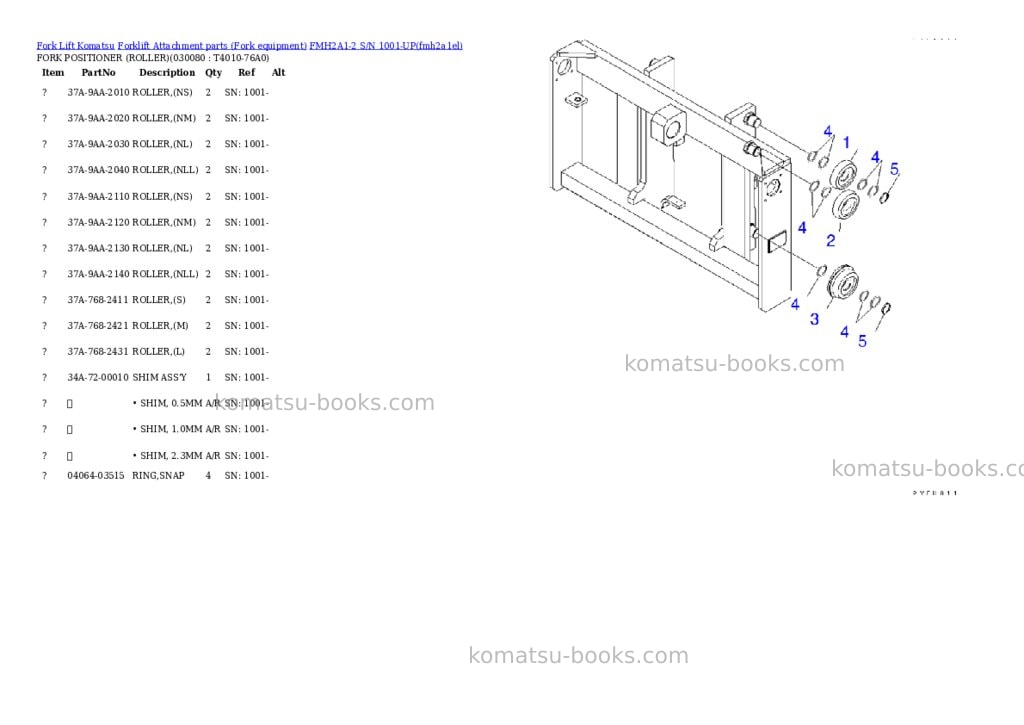 Komatsu fmh2a1-2 s/n 1001-up Parts catalog cover Page 8
