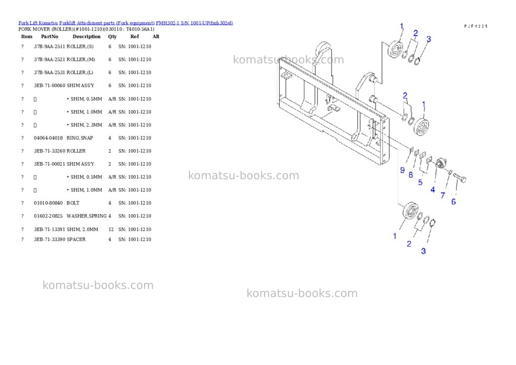 Komatsu fmh302-1 s/n 1001-up Parts catalog cover Page 10