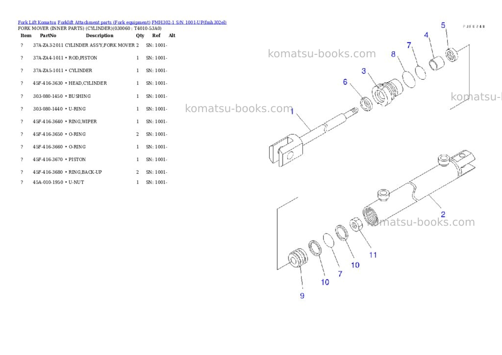 Komatsu fmh302-1 s/n 1001-up Parts catalog cover Page 5