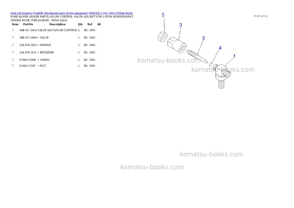 Komatsu fmh302-1 s/n 1001-up Parts catalog cover Page 8