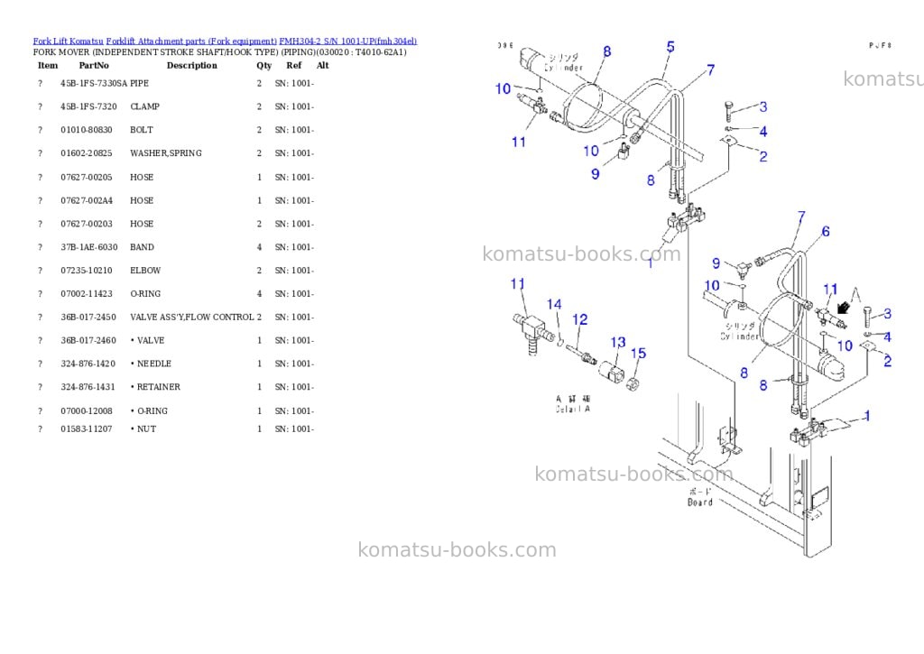 Komatsu fmh304-2 s/n 1001-up Parts catalog cover