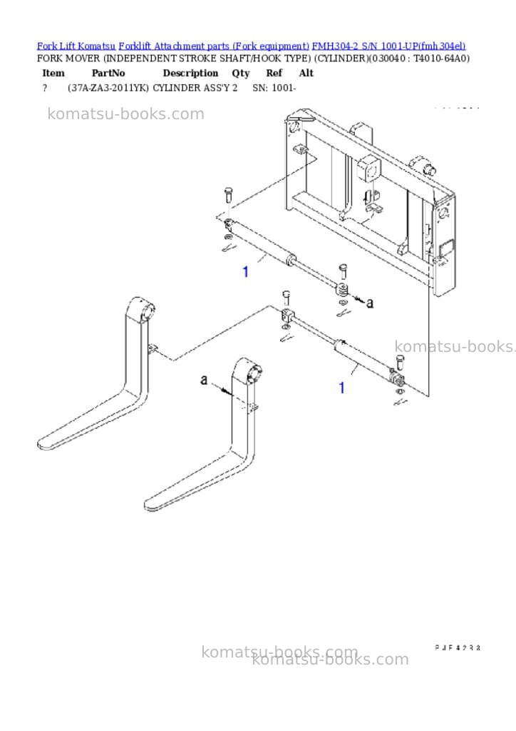 Komatsu fmh304-2 s/n 1001-up Parts catalog cover Page 3