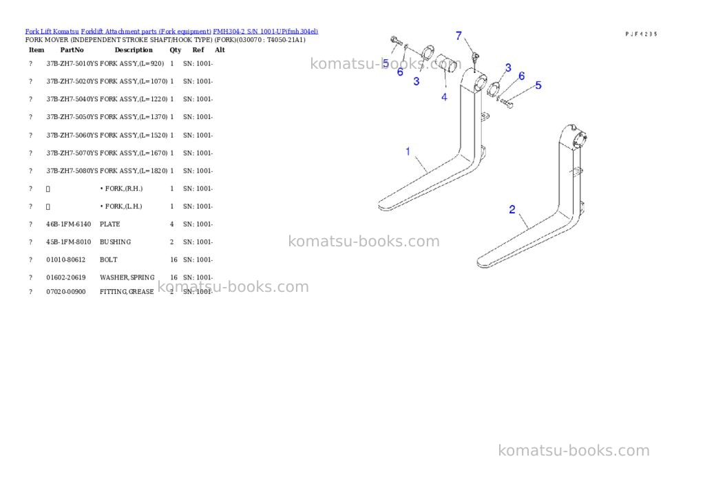 Komatsu fmh304-2 s/n 1001-up Parts catalog cover Page 6