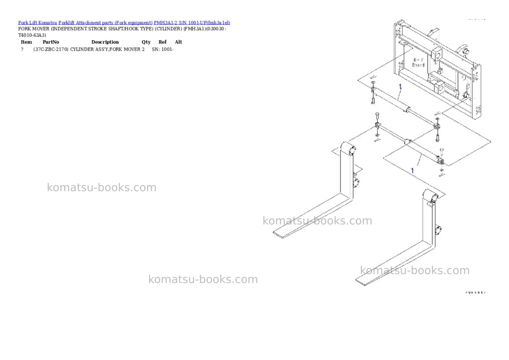 Komatsu FMH3A1-2 S/N 1001-UP Parts catalog cover Page 2 Komatsu FMH3A1-2 S/N 1001-UP Parts catalog cover Page 2