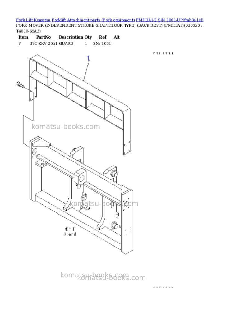 Komatsu FMH3A1-2 S/N 1001-UP Parts catalog cover Page 4 Komatsu FMH3A1-2 S/N 1001-UP Parts catalog cover Page 4