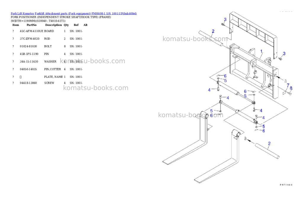 Komatsu fmh408-1 s/n 1001-up Parts catalog cover Page 3