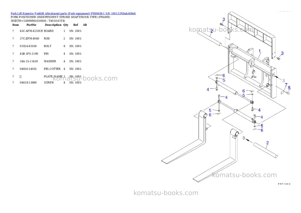 Komatsu fmh408-1 s/n 1001-up Parts catalog cover Page 4