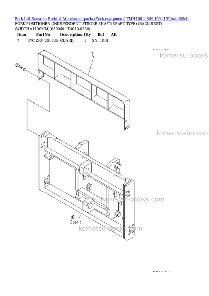 Komatsu fmh408-1 s/n 1001-up Parts catalog cover Page 5